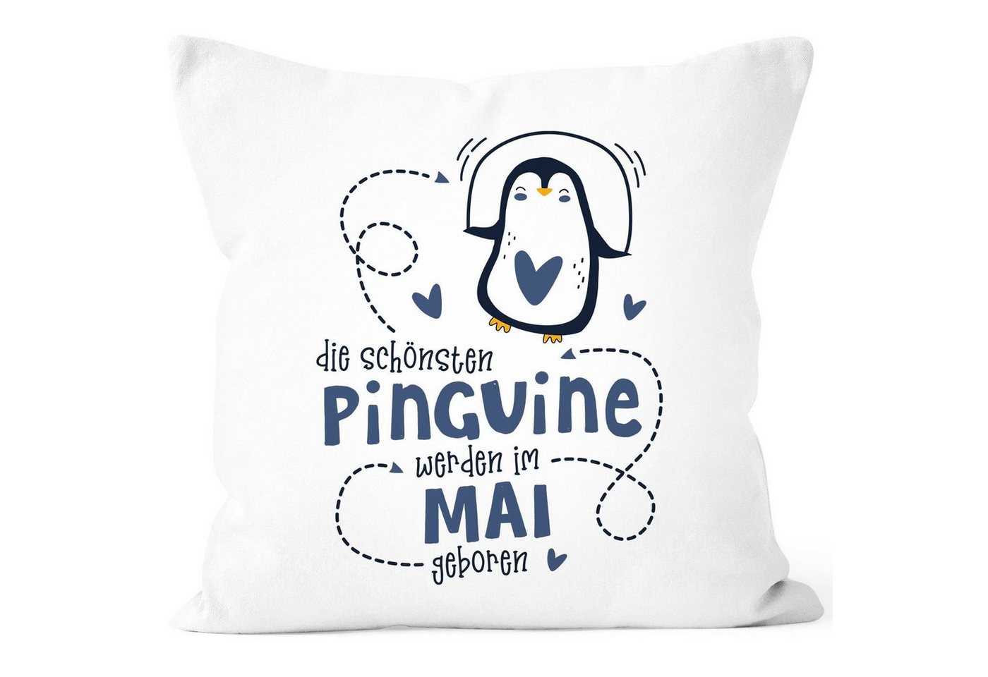 SpecialMe Dekokissen Kissen-Bezug Die Schönsten Pinguine werden im [object Object] geboren Geschenk Geburtstag Dekokissen SpecialMe® von SpecialMe