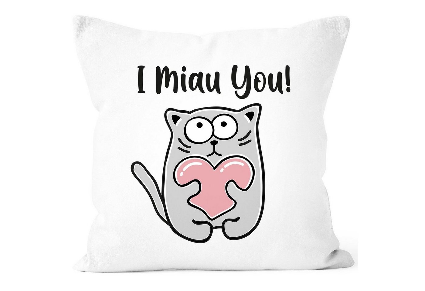 SpecialMe Dekokissen Kissenbezug Spruch I miau you lustige Katze mit Herz Geschenk-Idee Partner Freund Freundin Katzenliebhaber Liebeserklärung SpecialMe® von SpecialMe