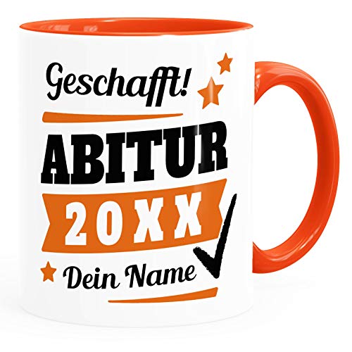 Tasse Abitur Abi mit Name und Jahr personalisiert Geschenk Abiturient Schulabschluss Tochter Sohn SpecialMe® inner-orange Keramik-Tasse von SpecialMe