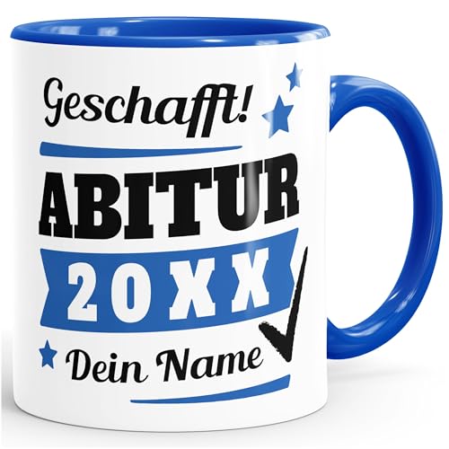 Tasse Abitur Abi mit Name und Jahr personalisiert Geschenk Abiturient Schulabschluss Tochter Sohn SpecialMe® inner-royal Keramik-Tasse von SpecialMe