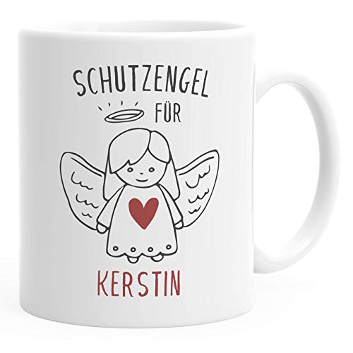 personalisierte Kaffeetasse Schutzengel mit Name Namenstasse personalisierte Geschenke Glücksbringer SpecialMe® weiß Keramik-Tasse von SpecialMe