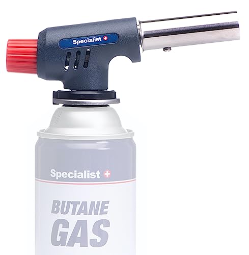 Specialist+ Basic Butan Gasbrenner - Flambierbrenner mit Zündautomatik Flammenregler - Brenntemperatur bis 1300°C - Leistung 1,3 kW - Geeignet als Lötbrenner, Küchenbrenner, Creme Brulee Brenner von Specialist+