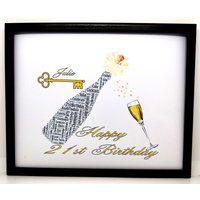 Neue Personalisierte 18. Oder 21. Geburtstag Schlüssel Der Tür Und Champagner Wortkunst in Einem 8 "x 10" Rahmen, Schönes Einzigartiges Geschenk von SpecialnPersonal