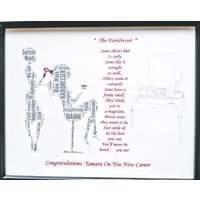 Neue Personalisierte Glückwünsche, "Hairdresser' On Your New Career' Word Art, in Glasfrontrahmen Einzigartiges Geschenk & Andenken von SpecialnPersonal