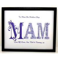 "Neue Personalisierte "Mum" Oder "Mam" Geburtstag Weihnachten Muttertag Geschenk Wort Kunst Druck Nur Passt in Einen 8 "x 10" Rahmen von SpecialnPersonal