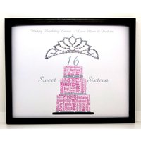 Neue Personalisierte Sweet Sixteen Wort Kunst 16. Geburtstag, Allgemeine Geschenk, Präsentiert in 8 "x 10" Glasfrontrahmen Schönes Einzigartiges von SpecialnPersonal