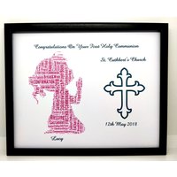 Personalisierte Erste Heilige Kommunion Wort Ar, Mädchen Oder Jungen Geschenk Design | D in Einem 8 "x 10" Glasfrontrahmen Schönes Einzigartiges & von SpecialnPersonal