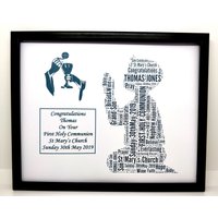 Personalisierte Erstkommunion Wort Kunst Junge Oder Mädchen Geschenk Design | F Nur Druck Passt Auf Einen 8 "x 10" Rahmen. Schönes Einzigartiges & von SpecialnPersonal