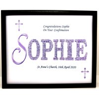Personalisierte Heilige Kommunion Oder Konfirmation Wortkunst Jungen Mädchen Geschenk | J in Einem 8 "x 10" Glasfrontrahmen, Schönes Einzigartiges von SpecialnPersonal