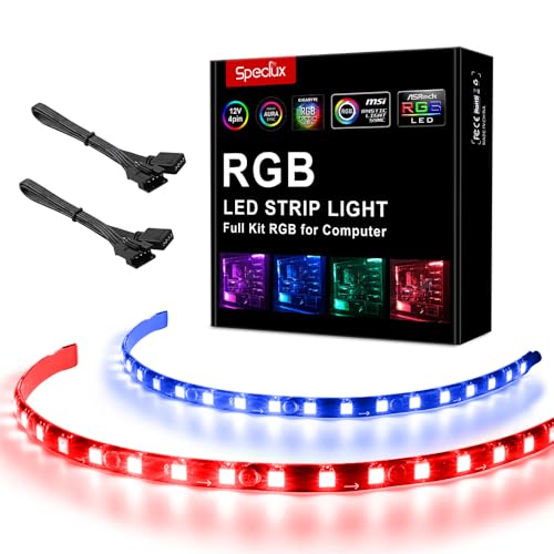 Speclux PC LED-Streifen - Magnetischer LED Lichtstreifen zum PC Gehäuses, Motherboard Steuerung, 12V 4-polig 30cm, kompatibel mit Asrock RGB, Asus Aura, Gigabyte Fusion, MSI Mystic Light von Speclux