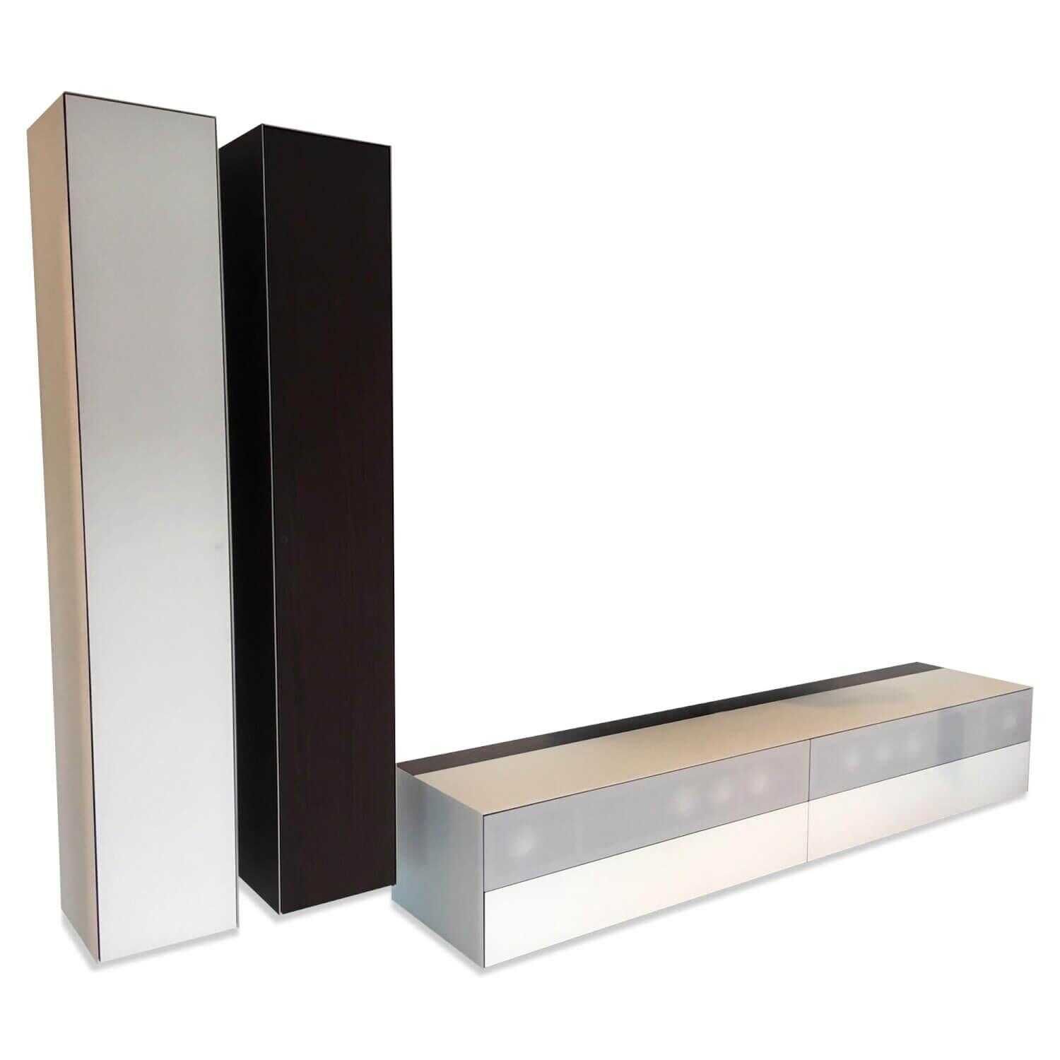 Dolby Surround Lowboard Ameno Glas Matt Weiß mit 2 Hängeelementen von Spectral Smart Furniture