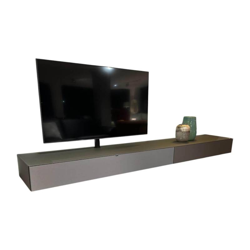 Lowboard Next Korpus Smart Lack Granite Grau Stofffront Grey Grau Mit Soundbar U... von Spectral Smart Furniture