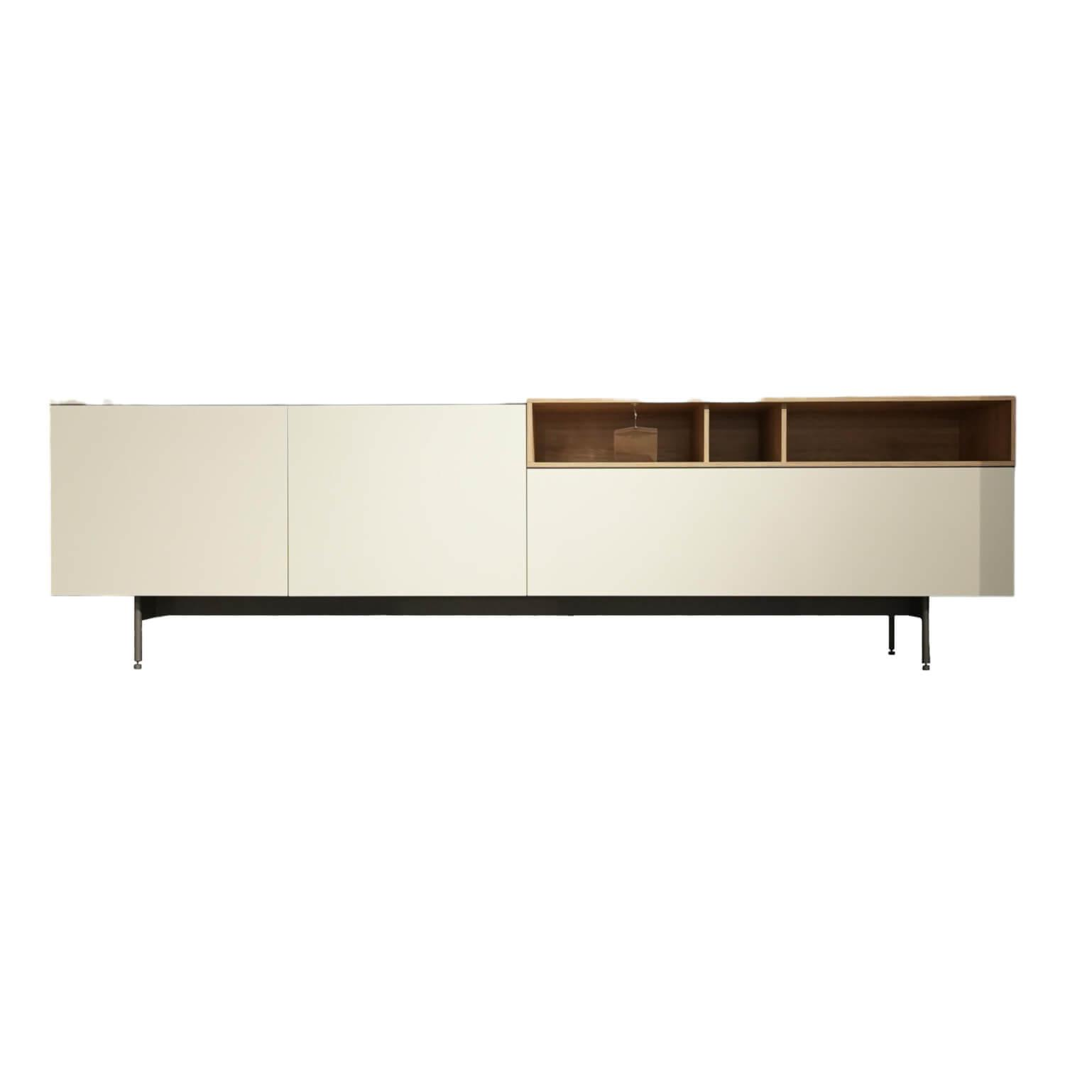 Sideboard Next Lack Snow Weiß Aufsatzregal Light Oak von Spectral Smart Furniture