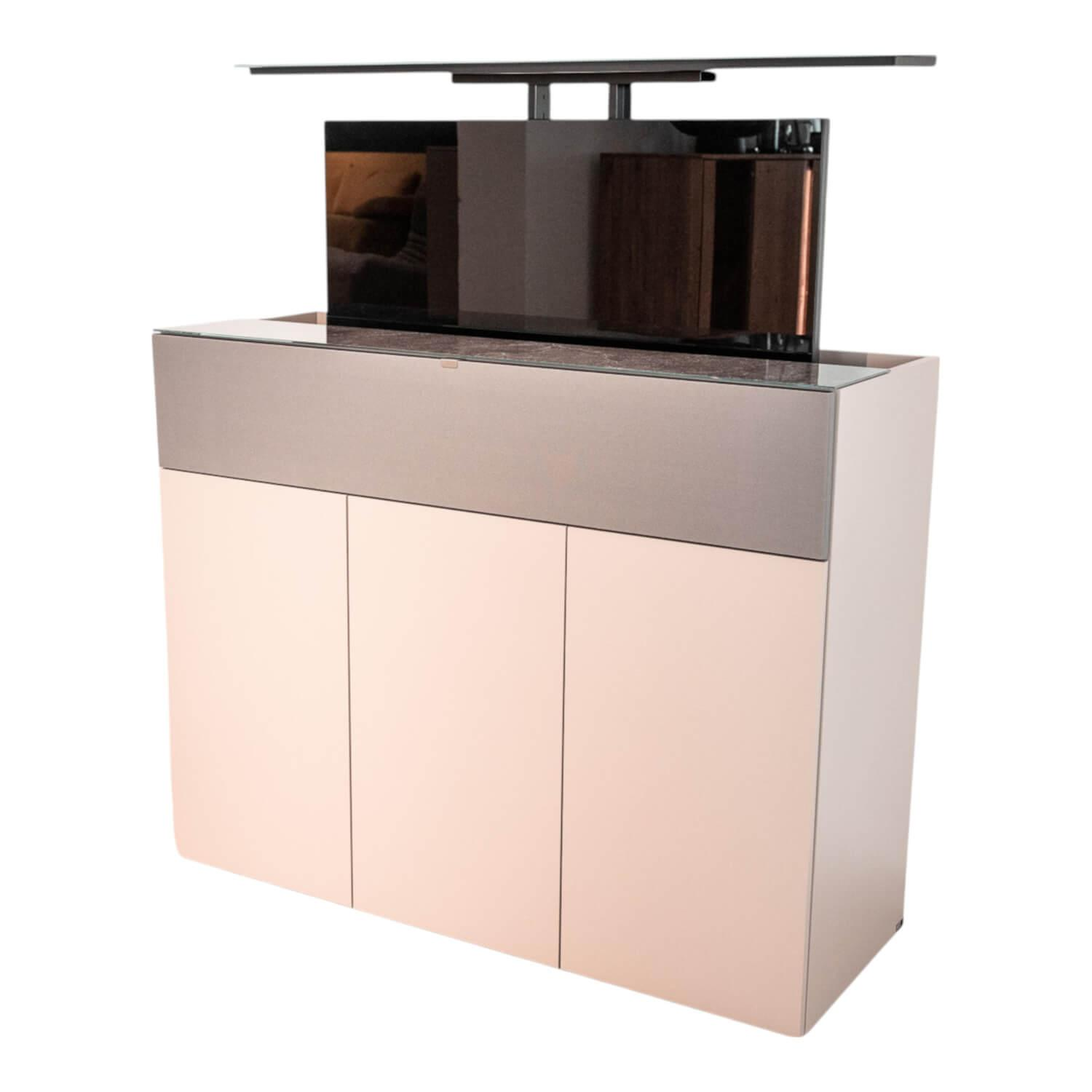 TV-Highboard JSL TV-Lift JSL1304-PE Pebble Abdeckplatte Glas von Spectral Smart Furniture