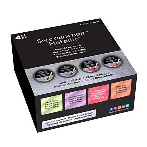 Spectrum Noir SN-META-LI30-AFLO4 Metallic Metallisch Flüssige Tinte Antike Florals 4 Packung, Various, 30ml jar, 4 Piece von Spectrum Noir