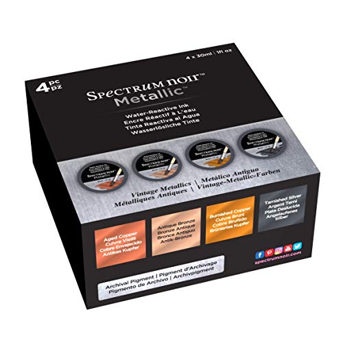 Spectrum Noir SN-META-LI30-VMET4 Metallic Metallisch Flüssige Tinte Vintage 4 Packung, Various, 30ml jar, 4 Piece von Spectrum Noir