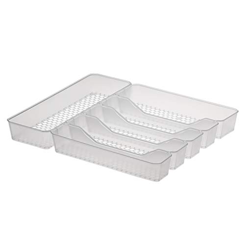 Spectrum Abwechslungsreicher Hexa-Schubladenorganizer Tablett, modernes Küchenbesteck, Besteckhalter, Besteckhalter, 6 Trennwände, Schrankaufbewahrung, 13 x 16, klarer Frost von Spectrum