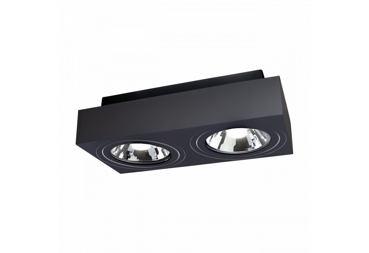 Spectrum Aufbauleuchte GU10 AR111 2fach Deckenleuchte schwarz schwenkbar IP20 max.2x35W eckig, Kein Leuchtmittel enthalten, Schwenkbar, 2 fach von Spectrum