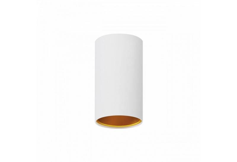 Spectrum Aufbauleuchte LED Chloe TUBA GU10 Aufbauleuchte weiß&Gold Deckenleuchte max.10W rund, Kein Leuchtmittel enthalten, goldene Innenseite, Max. 10W von Spectrum