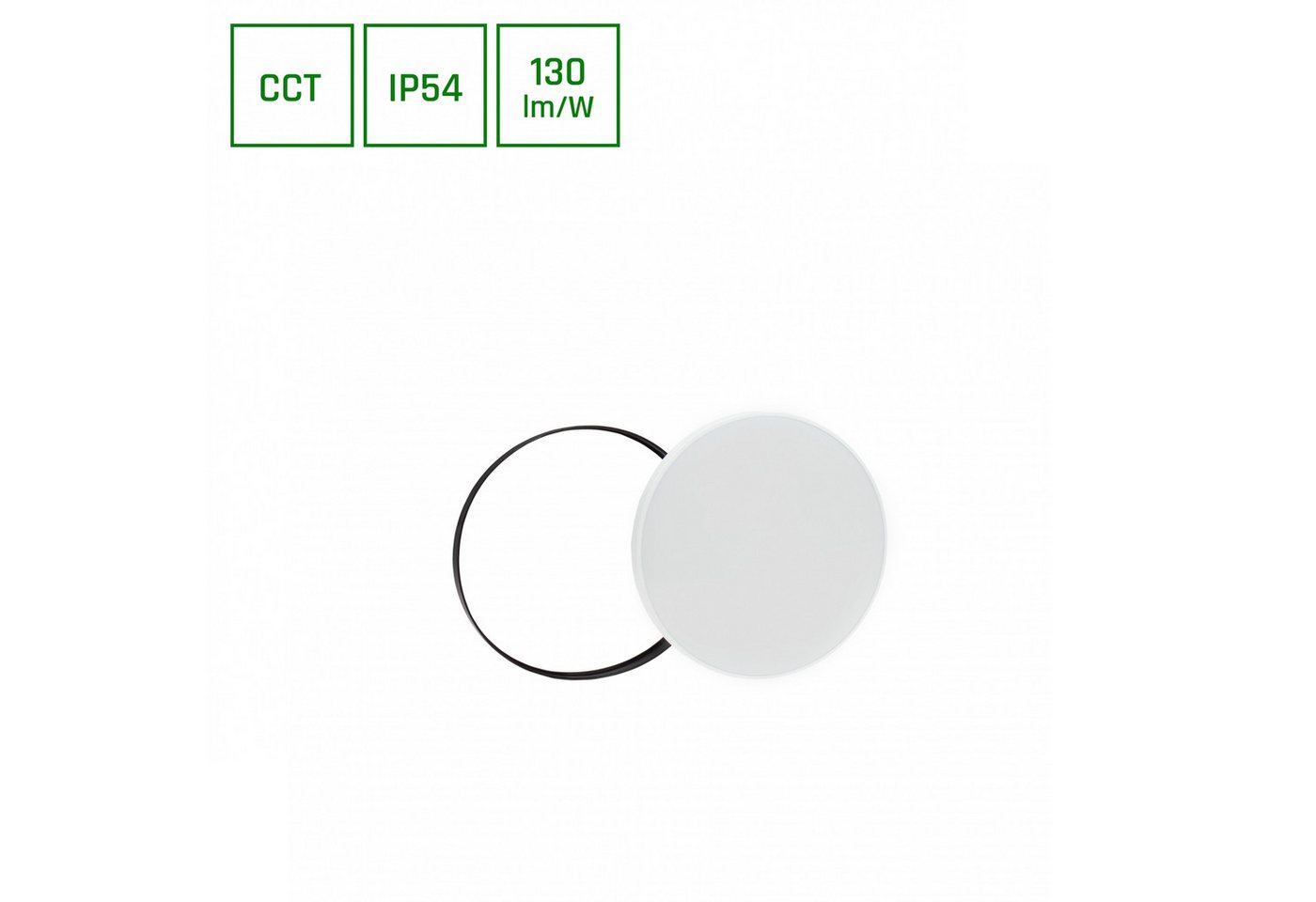 Spectrum Aufbauleuchte LED schwarz & weiß 18W Deckenleuchte 115° IP54 2350lm 3000-6000K CCT, Leuchtmittel fest integriert, CCT, IP54, Ring(schwarz/weiß) austauschbar, Spritzwassergeschützt, CCT von Spectrum