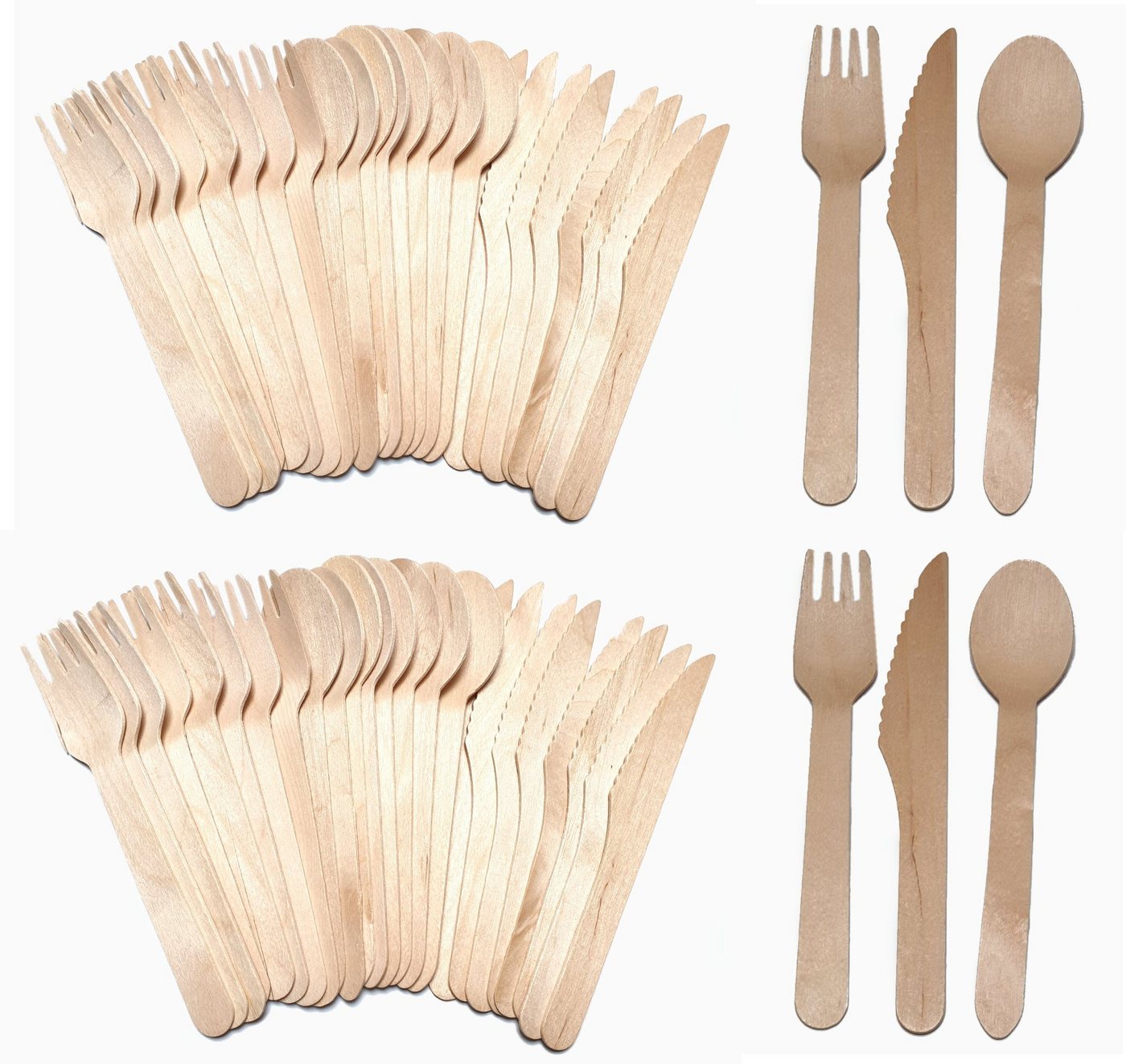 Spectrum Besteck-Set Einwegbesteck-Set Besteckset Holz Holzbesteck 5 x 24 tlg. von Spectrum