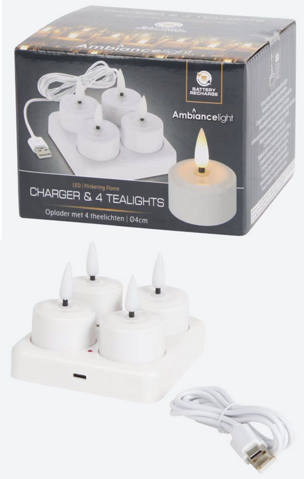 Spectrum LED-Kerze Wiederaufladbare elektrische Teelichter 4er Set Spectrum LED-Kerze Wiederaufladbare elektrische Teelichter 4er Set von Spectrum