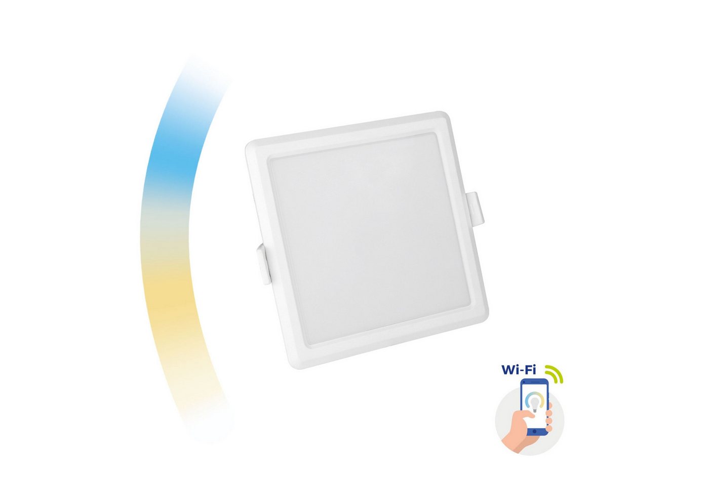 Spectrum LED Panel LED Panel SMART Einbauleuchte 6W 520lm Alexa CCT 3000K-6500K DIMMBAR, Leuchtmittel fest integriert, CCT, LED Deckenlampe von Spectrum