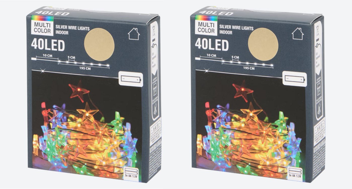 Spectrum Lichterkette Lichterkette mit Sternen 2 x 40 LED 205 cm Verschiedene Farben Spectrum Lichterkette Lichterkette mit Sternen 2 x 40 LED 205 cm Verschiedene Farben von Spectrum