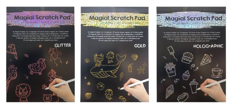 Spectrum Malblock 3 x Magisches Malbuch A5 mit 2 Stiften Gold, Glitter, Holo a 40 Blatt von Spectrum