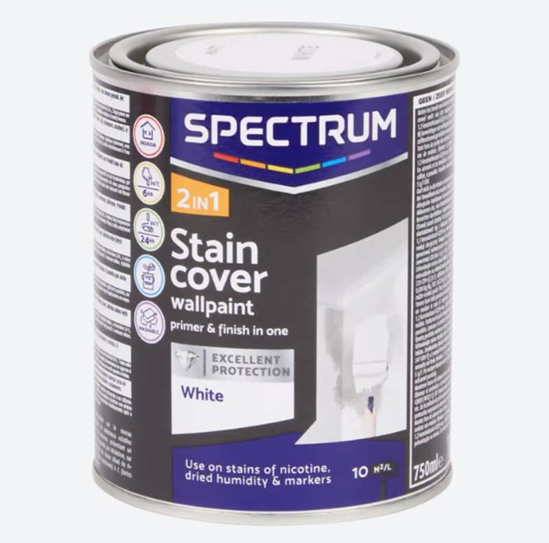 Spectrum Wandfarbe Wandfarbe 750 ml 2in1 Abdeckfarbe weiss matt von Spectrum