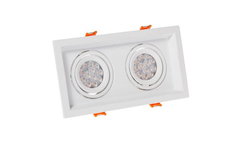 SpectrumLED LED Einbaustrahler LED GU10 2 fach Einbaustrahler IP20 max.10W schwenkbar weiß eckig, schwenkbar von SpectrumLED
