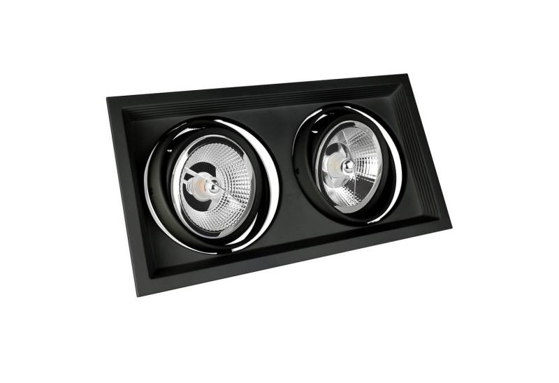 SpectrumLED LED Einbaustrahler LED GU10 AR111 2fach Einbaustrahler 2x 25W schwenkbar schwarz eckig, schwenkbar von SpectrumLED