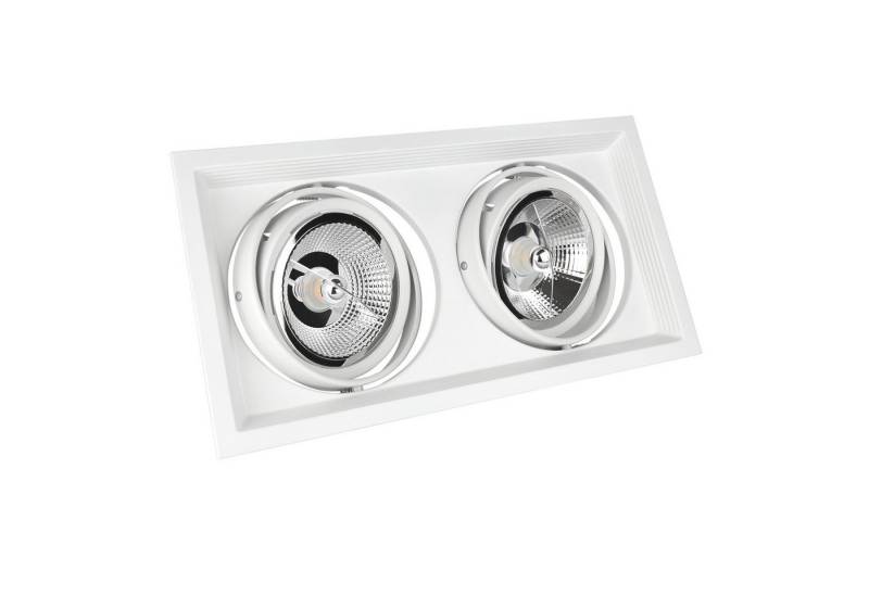 SpectrumLED LED Einbaustrahler LED GU10 AR111 2fach Einbaustrahler max. 2x 25W schwenkbar weiß eckig, schwenkbar von SpectrumLED