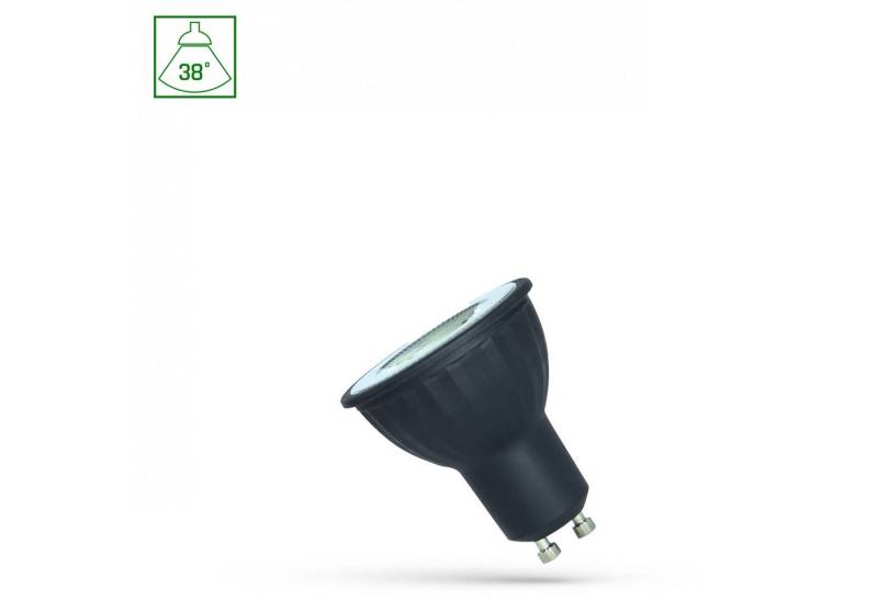 Spectrum LED-Leuchtmittel LED GU10 6W = 60W 38° Reflektor 480lm schwarz 230V Warmweiß 3000K, GU10, Warmweiß, schwarz von Spectrum