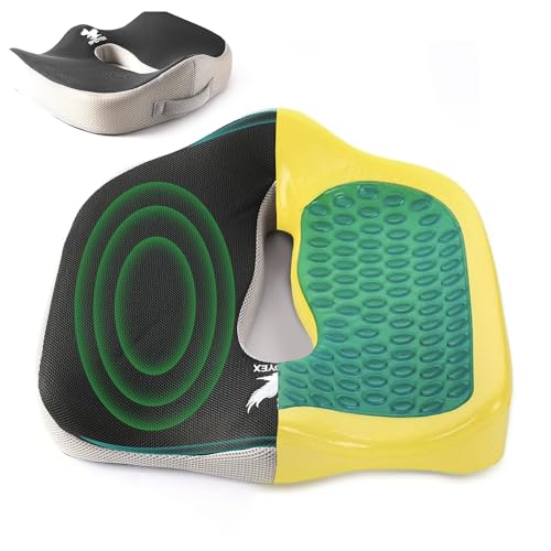 Spedyex Orthopädisches Gel Sitzkissen zur Linderung von Coccyx und Hämorrhoiden Schmerzen Rückendruckentlastung für gesundes Sitzen Ideal für Bürostuhl Auto und Rollstuhl Waschbarer Bezug von Spedyex