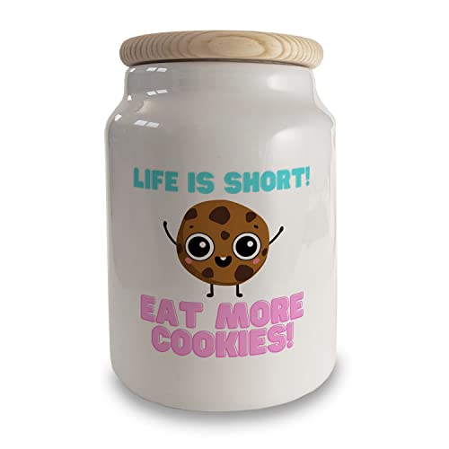 speecheese Life is short! Eat more Cookies! Keksdose aus Keramik mit Holzdeckel speecheese Life is short! Eat more Cookies! Keksdose aus Keramik mit Holzdeckel von speecheese