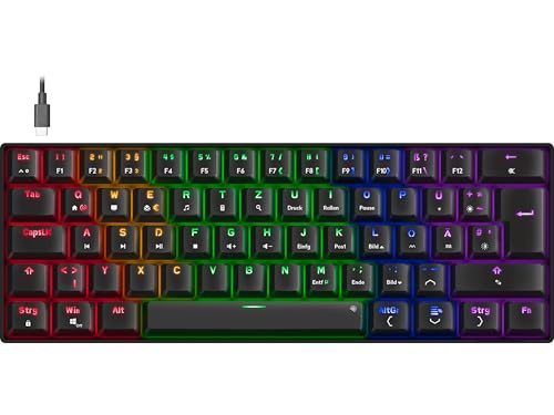 Speedlink Atmos - mechanische RGB Gaming Tastatur 60%, kabelgebunden, Brown Switches, robuste Stahlplatte, USB-C Kabel abnehmbar, Hintergrundbeleuchtet, Deutsches Layout QWERTZ, schwarz Speedlink Atmos - mechanische RGB Gaming Tastatur 60%, kabelgebunden, Brown Switches, robuste Stahlplatte, USB-C Kabel abnehmbar, Hintergrundbeleuchtet, Deutsches Layout QWERTZ, schwarz von Speedlink