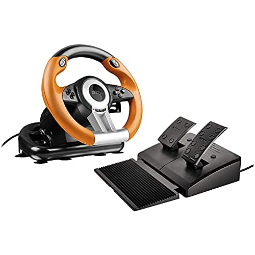 Speedlink Gaming Lenkrad für PS3-DRIFT O.Z. Racing Wheel USB(Schaltknauf,Gas-und Bremse-Pedale -Vibration, 180°Lenkbereich-Controller für Driving Games oder andere Simulator-Spiele)schwarz/orange von Speedlink