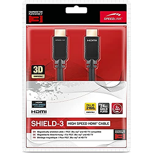 Speedlink HDMI Kabel für PS3 - SHIELD-3 High Speed HDMI Cable with Ethernet - 1440p & 2160p - 2m Kabellänge - schwarz von Speedlink