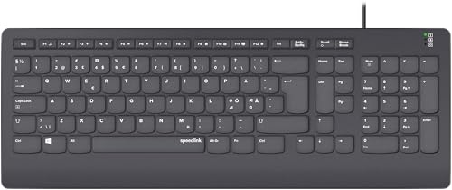 Speedlink HI-GENIC Antibacterial Keyboard - kabelgebundene leise USB-Tastatur, Flache Tasten, antibakterielle Eigenschaften, skandinavisches QWERTY-Layout Nordic, schwarz von Speedlink