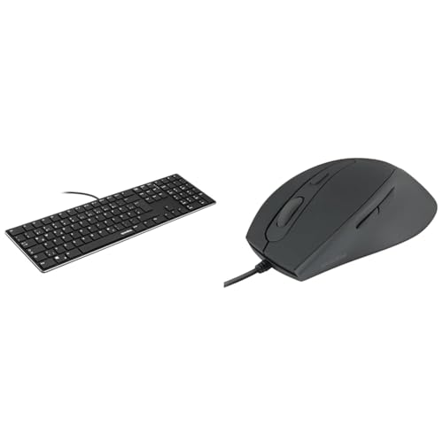 Speedlink Riva Scissor Keyboard & AXON Silent & Antibacterial Mouse - leise Computer Maus mit Kabel und antibakterieller Oberfläche, USB Maus Silent kabelgebunden, 5 Tasten, bis 2400 DPI, schwarz von Speedlink