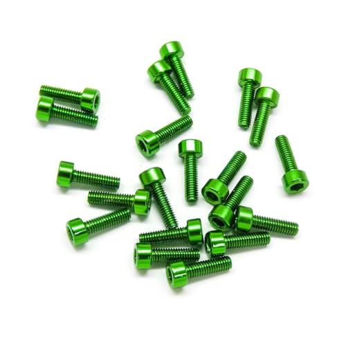 SpeedyFPV Innensechskantschrauben, M3 x 10 mm, 6063 Aluminium, eloxierte Farben, Grün, 20 Stück von SpeedyFPV