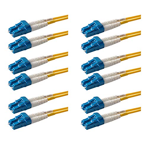 SpeedyFiberTX 6-Pack 1 Meter LC to LC Fiber Patch Cable, Corning SMF-28 Singlemode 9/125um Ultra Optical Fiber, OS1/OS2 Compatible, Duplex, Yellow LSZH Cable Jacket von SpeedyFiberTX