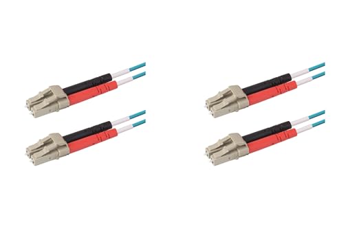 SpeedyFiberTX Glasfaserkabel LC auf LC Patchkabel, 2er-Pack, 20m, Rote und schwarze Stecker, Corning ClearCurve Multimode OM3 50/125um Glasfaser, Duplex LSZH Kabelmantel Türkis (Aqua) von SpeedyFiberTX