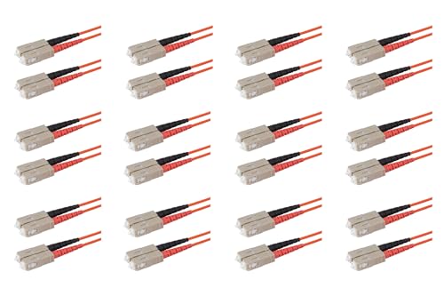 SpeedyFiberTX Glasfaserkabel SC auf SC Patchkabel, 12er-Pack, 500ft, Rote und schwarze Stecker, Corning InfiniCor Multimode OM1 62.5/125um Glasfaser, Duplex LSZH Kabelmantel Orange von SpeedyFiberTX
