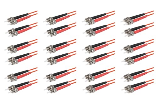 SpeedyFiberTX Glasfaserkabel ST auf ST Patchkabel, 12er-Pack, 5m, Rote und schwarze Stecker, Corning InfiniCor Multimode OM1 62.5/125um Glasfaser, Duplex LSZH Kabelmantel Orange SpeedyFiberTX Glasfaserkabel ST auf ST Patchkabel, 12er-Pack, 5m, Rote und schwarze Stecker, Corning InfiniCor Multimode OM1 62.5/125um Glasfaser, Duplex LSZH Kabelmantel Orange von SpeedyFiberTX