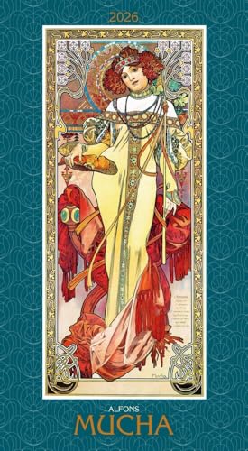 Alfons Mucha 2026 - Bild-Kalender 33x60 cm - Kunstkalender - mit stilvollem Glitzereffekt - Jugendstil - Wandkalender - Alpha Edition von Alpha Edition