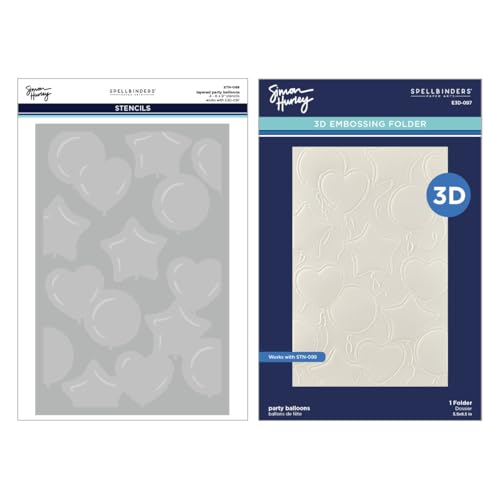 Spellbinders 3D Embossing Folder And Stencil By Simon Hurley-Party Balloons, Birthday Bash Spellbinders 3D Embossing Folder And Stencil By Simon Hurley-Party Balloons, Birthday Bash von Spellbinders