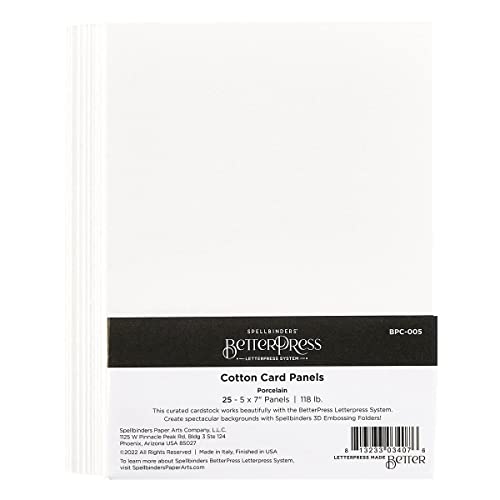 Spellbinders BPC-005 BetterPress Cotton Card Panels A7 Porcelain, WHITE, ONE von Spellbinders