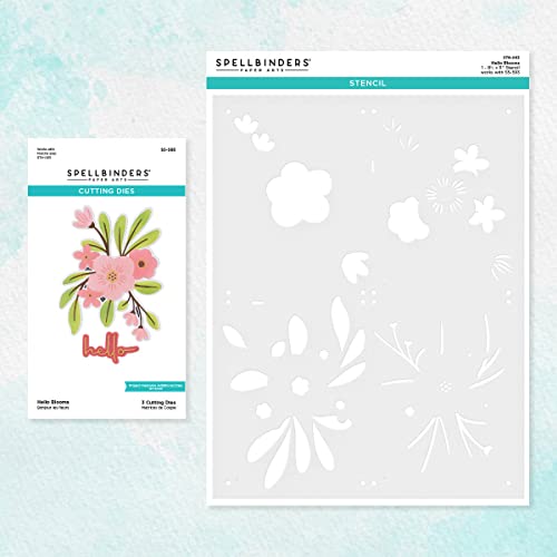 Spellbinders Hello Blooms Schablonen- und Stanzschablonen-Set, Grau von Spellbinders
